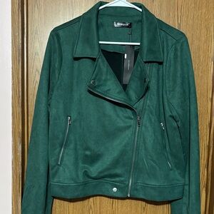 Allegra K Forest Green Women's suede  Jacket